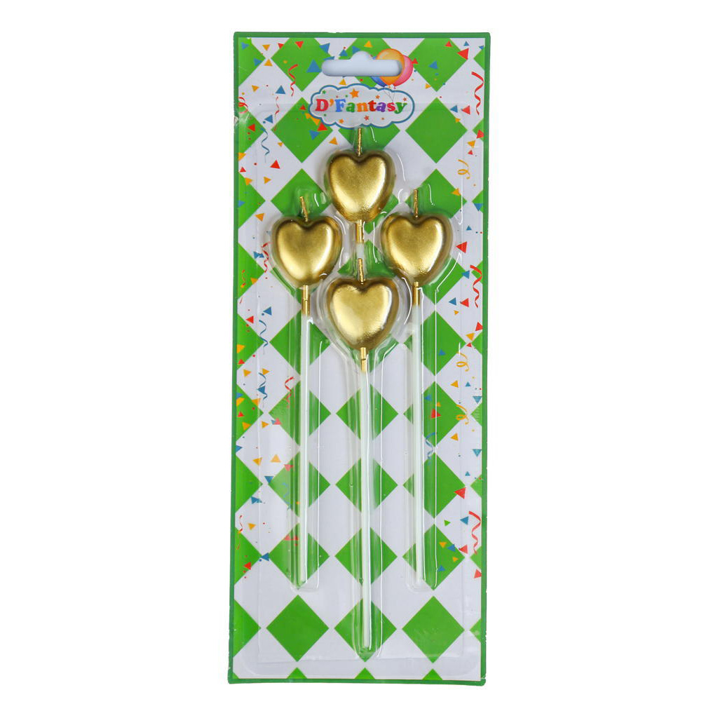VELA CORAZÓN METÁLICA ORO