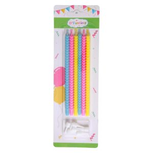 VELA TRENZA COLORES CELESTE/FUCSIA/AMARILLO