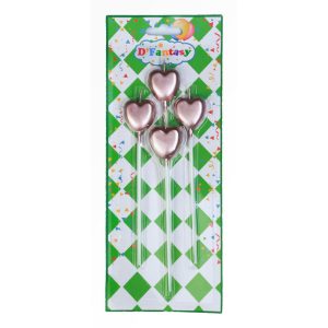 VELA CORAZÓN METÁLICA ORO ROSA