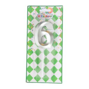 VELA NUMERAL PLATA # 6