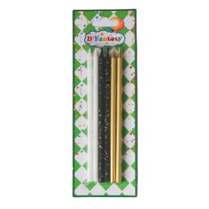 VELA 12.5CM ORO/NEGRO/BLANCO