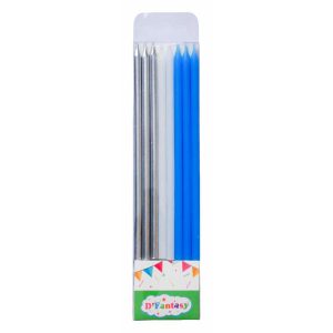 VELA METALICA BLANCA,PLATA, AZUL X16