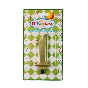 VELA NUMERAL METALICA CHISPEANTE ORO # 1