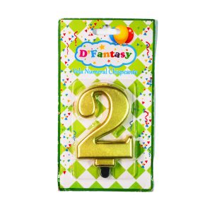 VELA NUMERAL METALICA CHISPEANTE ORO # 2
