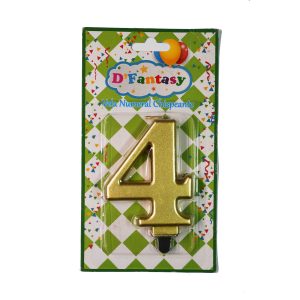 VELA NUMERAL METALICA CHISPEANTE ORO # 4