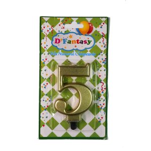VELA NUMERAL METALICA CHISPEANTE ORO # 5