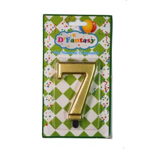 VELA NUMERAL METALICA CHISPEANTE ORO # 7