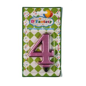 VELA NUMERAL METALICA CHISPEANTE ORO ROSA # 4