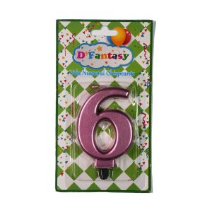 VELA NUMERAL METALICA CHISPEANTE ORO ROSA # 6