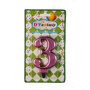 VELA NUMERAL METALICA CHISPEANTE ORO ROSA # 3