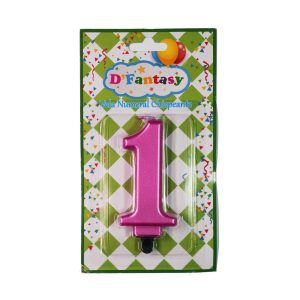 VELA NUMERAL METALICA CHISPEANTE FUCSIA  # 1