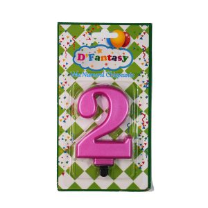 VELA NUMERAL METALICA CHISPEANTE FUCSIA  # 2