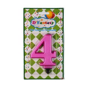 VELA NUMERAL METALICA CHISPEANTE FUCSIA  # 4