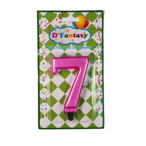 VELA NUMERAL METALICA CHISPEANTE FUCSIA  # 7