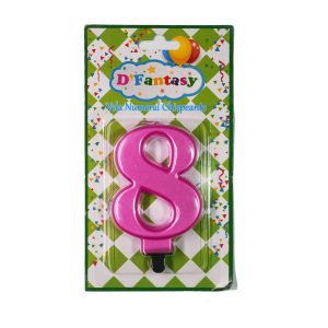 VELA NUMERAL METALICA CHISPEANTE FUCSIA  # 8