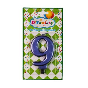 VELA NUMERAL METALICA CHISPEANTE AZUL # 9