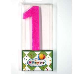 VELA NUMERAL BRILLO GIGANTE FUCSIA # 1
