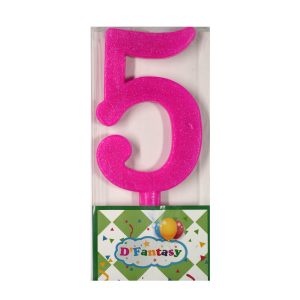 VELA NUMERAL BRILLO GIGANTE FUCSIA # 5