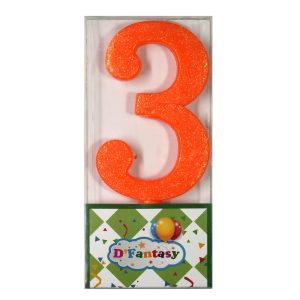 VELA NUMERAL BRILLO GIGANTE NARANJA # 3