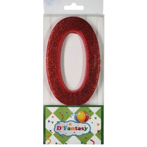 VELA NUMERAL BRILLO GIGANTE ROJO # 0