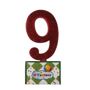 VELA NUMERAL BRILLO GIGANTE ROJO # 9