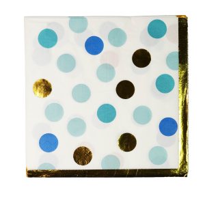 SERVILLETA FOIL CIRCULOS CELESTE